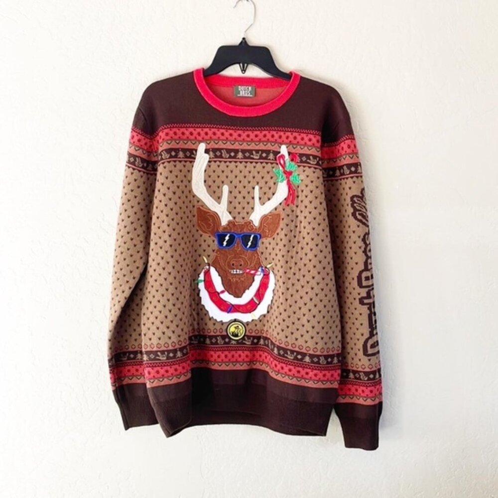 Dutch Bros Reindeer Knit Pullover Christmas Sweater